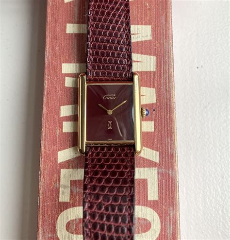 cartier tank maroon